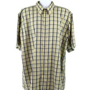 Canyon Ridge Mens Blue Yellow Plaid Button Front Short Sleeve Shirt Size 2XLT